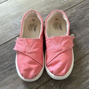 Toms Pink Canvas Slip On Velcro Shoes Toddler Girls Size 10